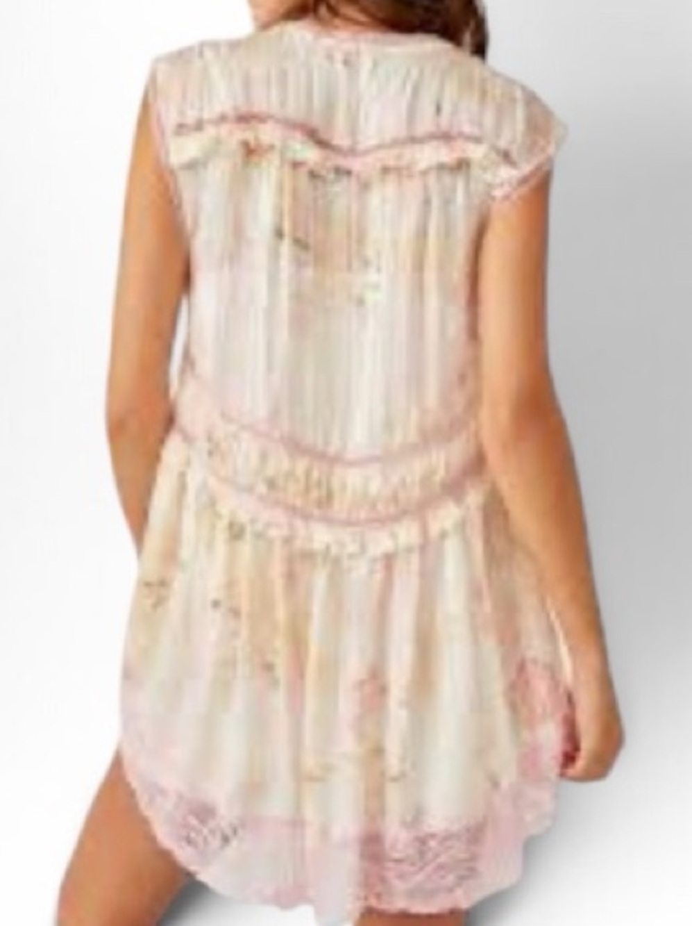 FREE PEOPLE
Spring Fling Mini Dress,Pink,Cream,floral, ruffle,lace,Medium - Picture 4 of 7